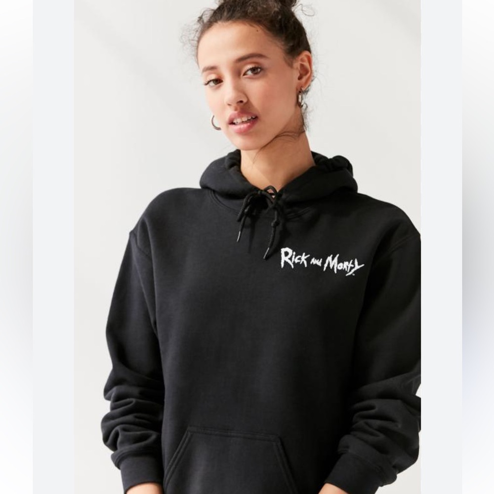 Unisex Rick and Morty Black Hoodie with Colorful Graphic Design